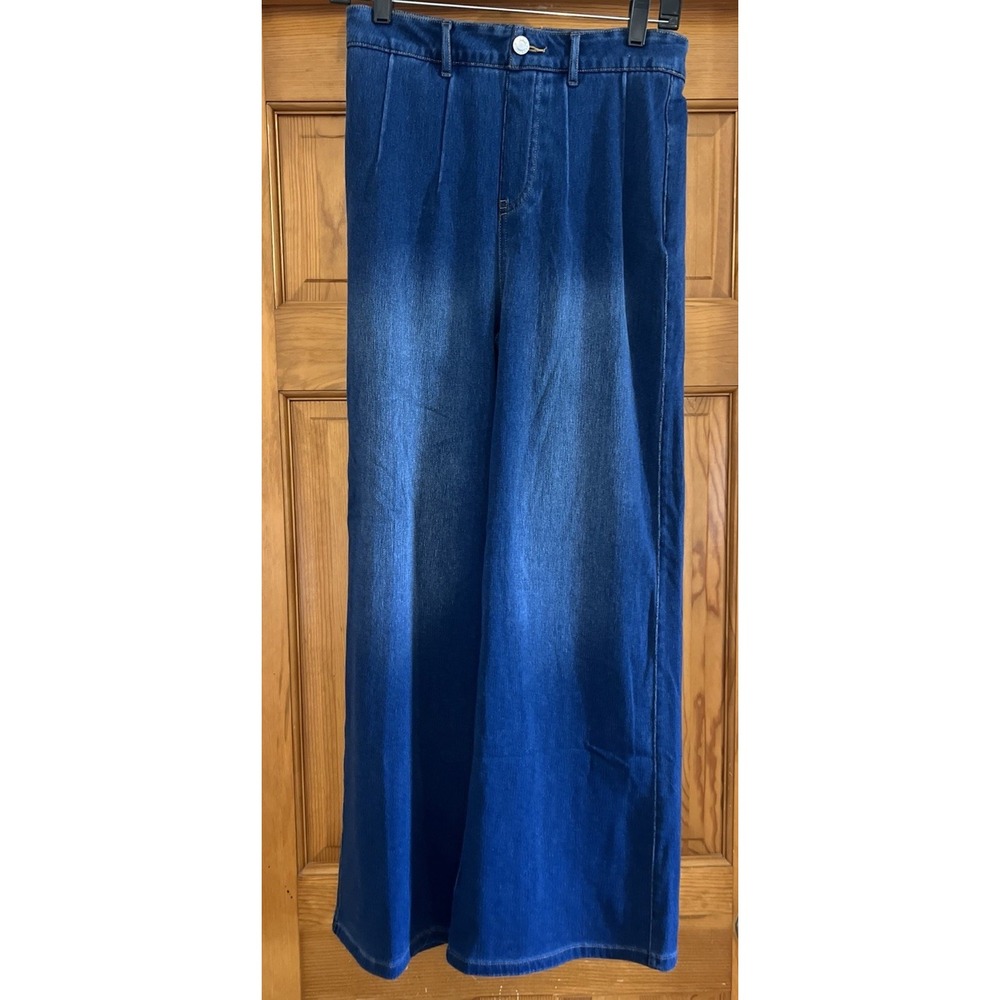 Women's Halara Flex High Waisted Wide Leg Blue Jeans Medium